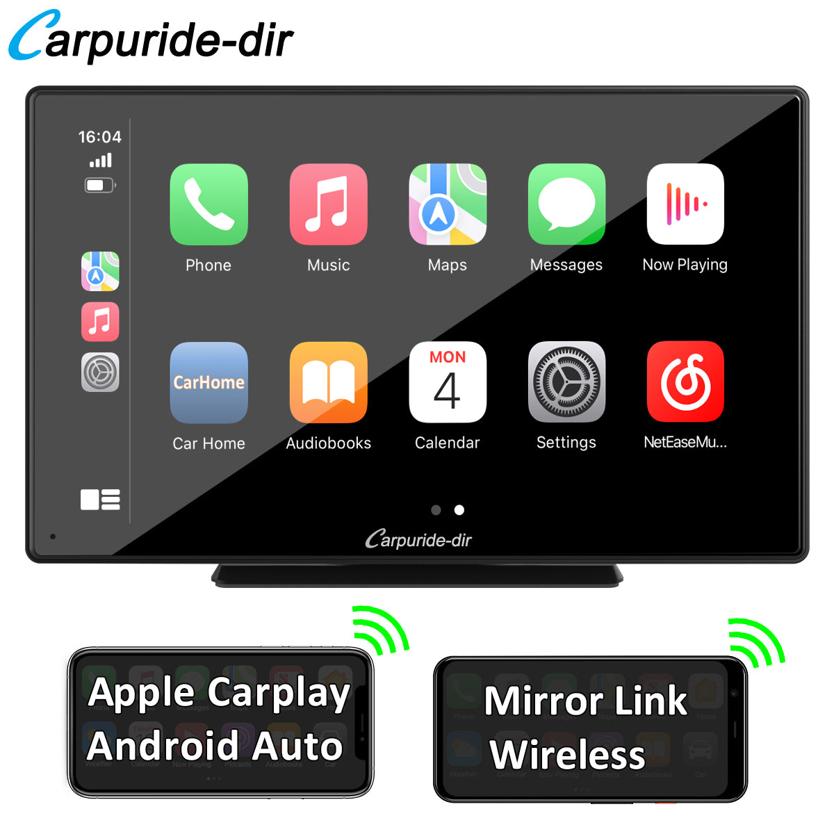 Carpuride-dir 9 Inch Full HD Capacitive Touchscreen Car Stereo with Apple Carplay and Android Auto, Multimedia Player with Bluetooth, Mirror Link, Google, and Siri Assistant