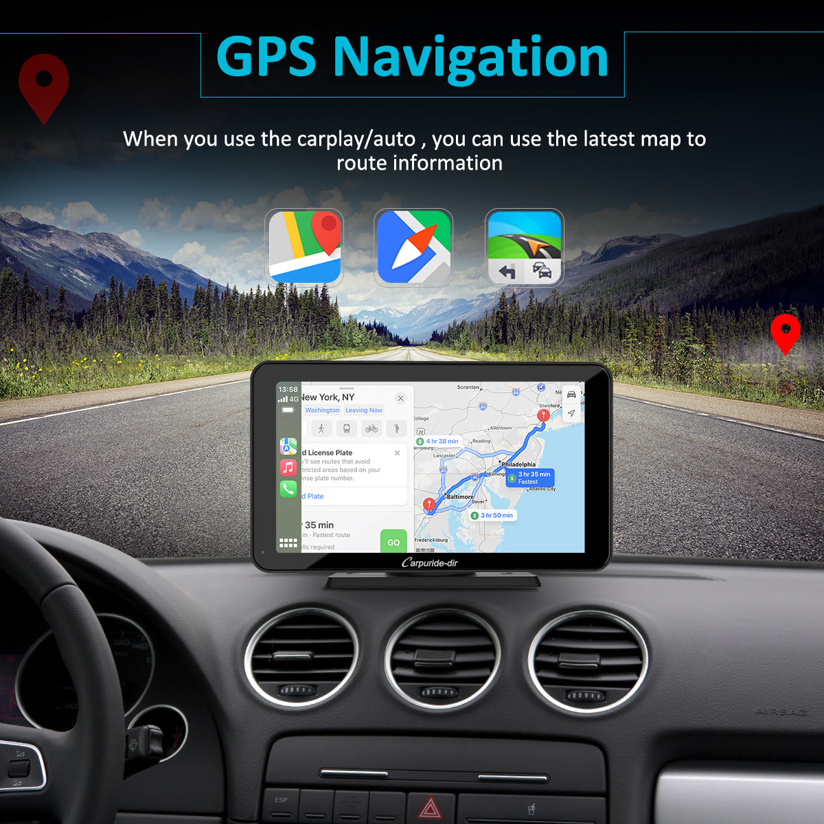 Carpuride-dir 7 Inch Full HD Capacitive Touchscreen Car Stereo with Apple Carplay and Android Auto, Multimedia Player with Bluetooth, Mirror Link, Google, and Siri Assistant (Copy)