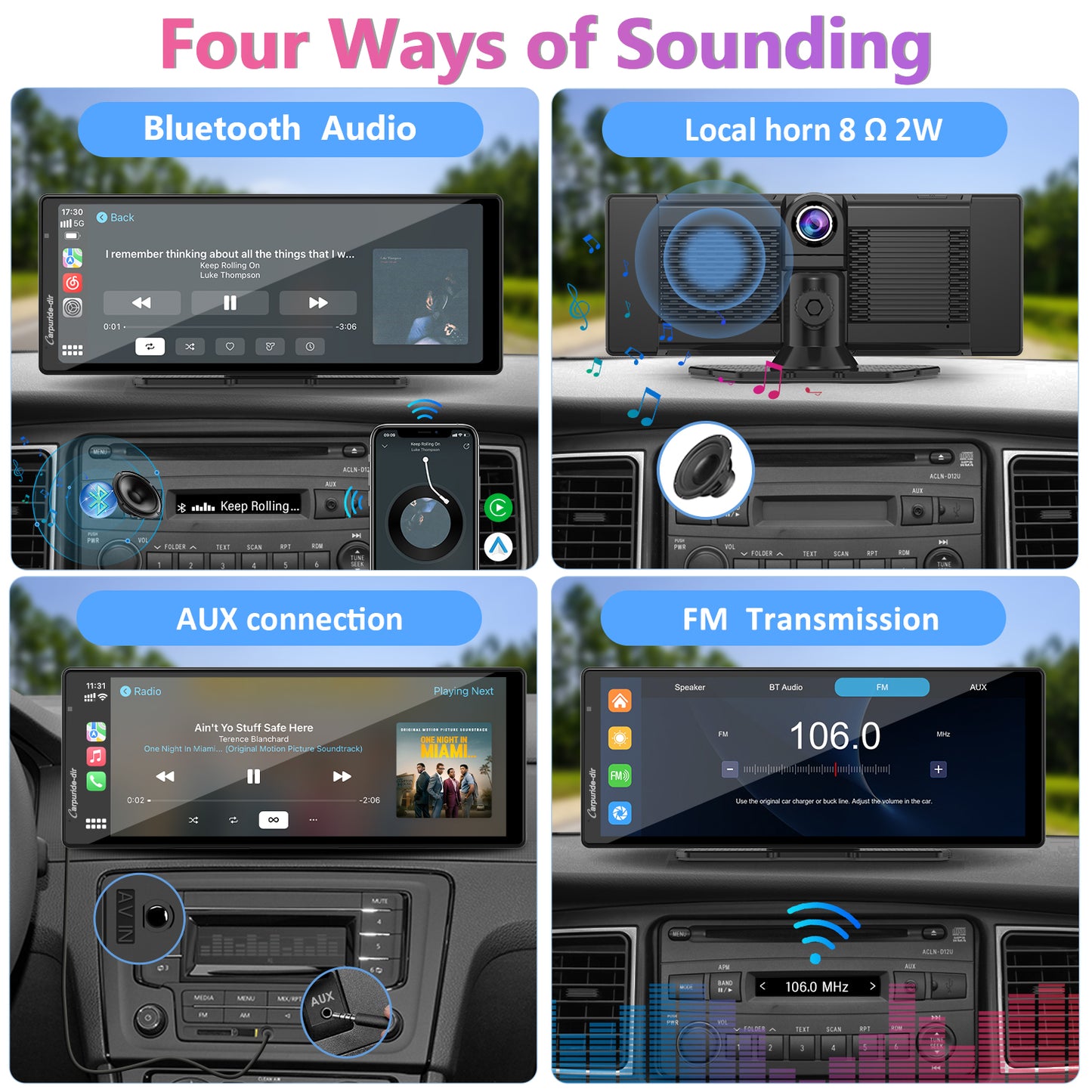 Carpuride-dir 903 Portable Smart Multimedia Dashboard Console with Front Camera and DVR Function