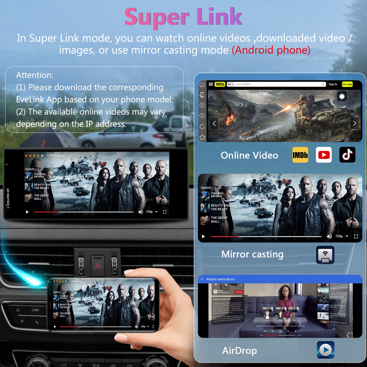 Carpuride-dir 903 Portable Smart Multimedia Dashboard Console with Front Camera and DVR Function