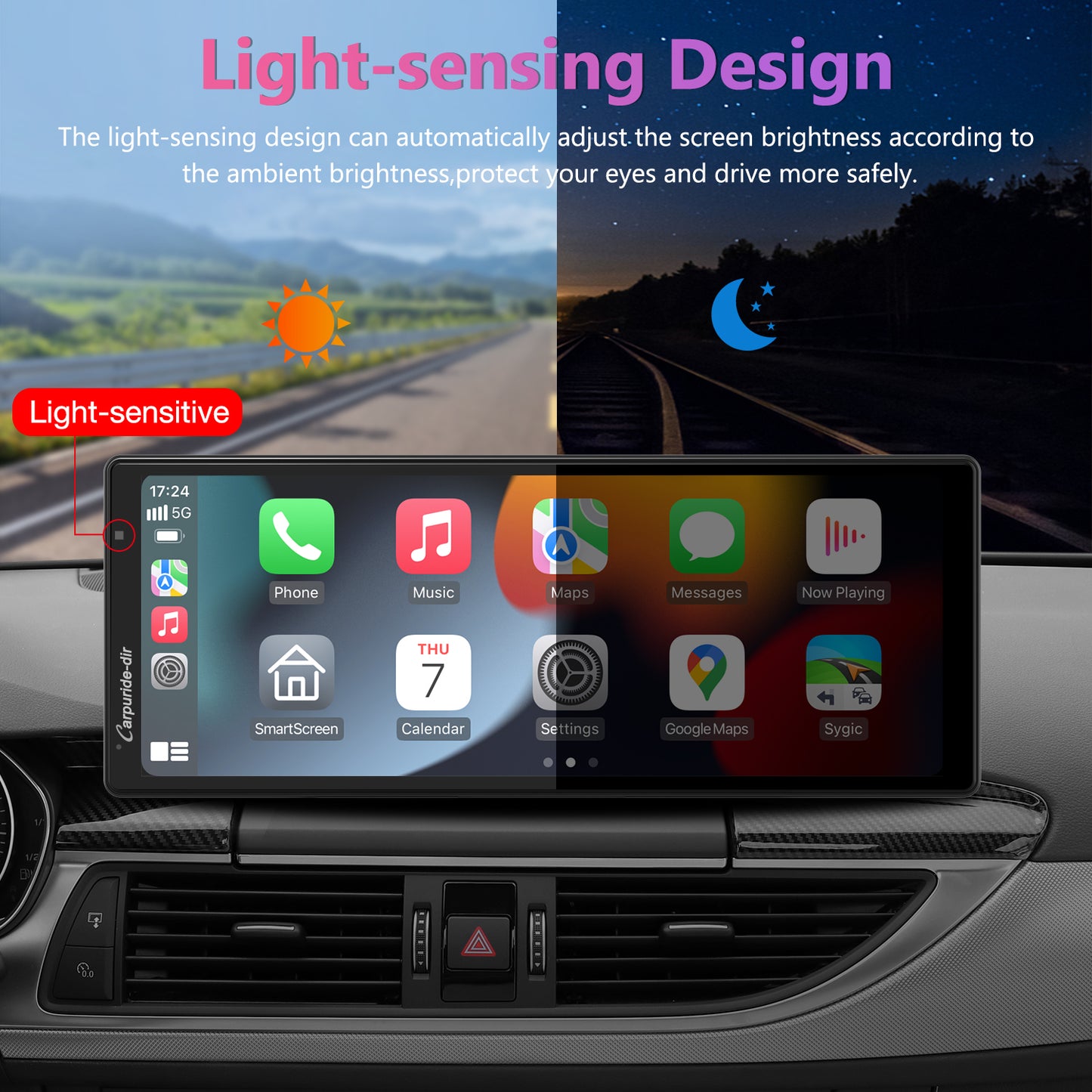 Carpuride-dir 903 Portable Smart Multimedia Dashboard Console with Front Camera and DVR Function