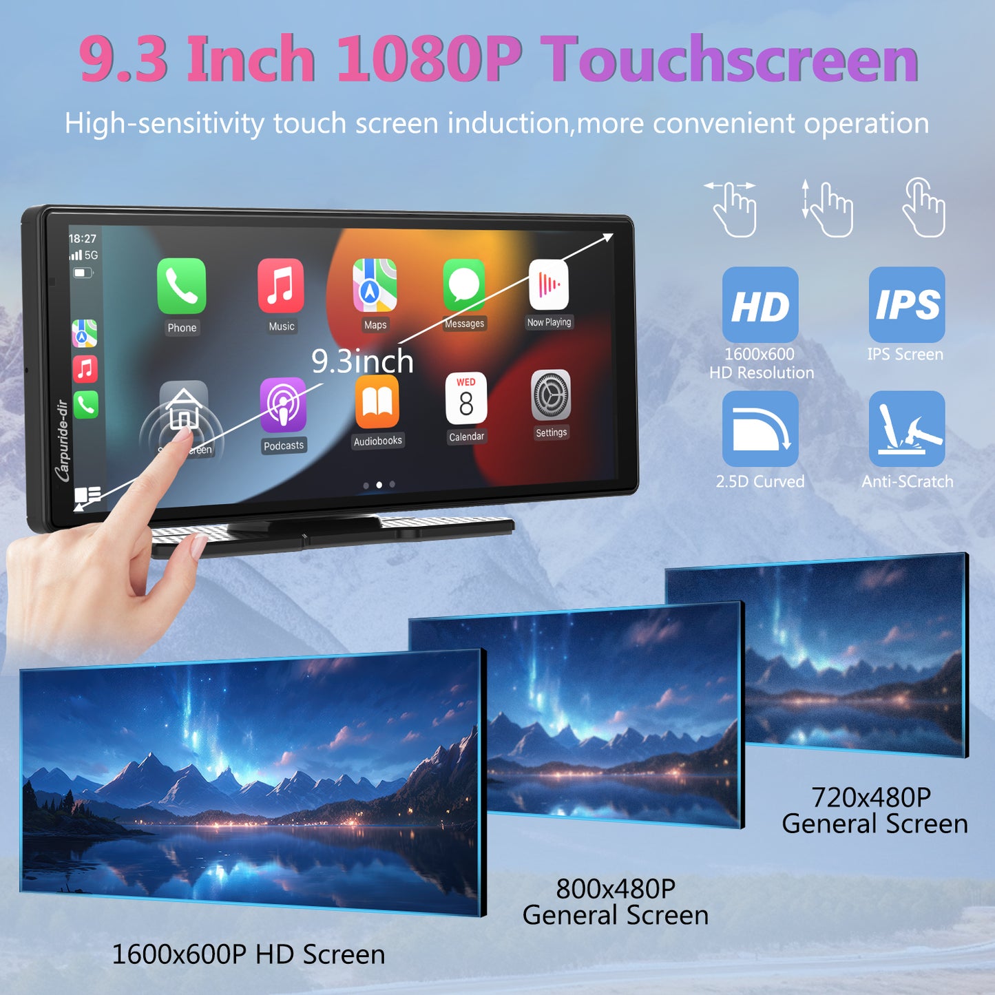 Carpuride-dir 903 Portable Smart Multimedia Dashboard Console with Front Camera and DVR Function