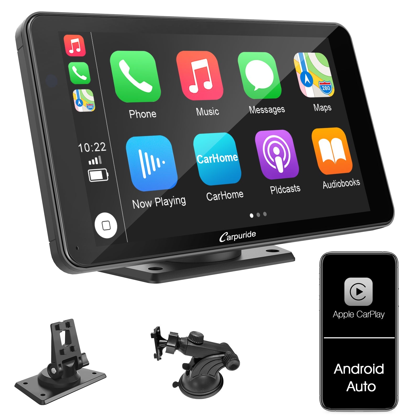 Car Stereo with Carplay/Android Auto, Plug and Play Quick Install, Suitable for All Cars, 7 Inch IPS Touch Screen, Multimedia Player with Bluetooth, Mirror Link, Google and Siri Assistant
