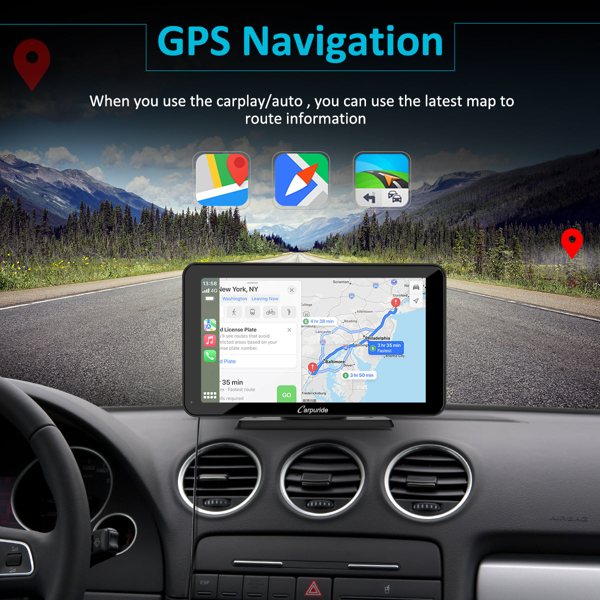 Car Stereo with Carplay/Android Auto, Plug and Play Quick Install, 7 Inch IPS Touch Screen, Multimedia Player with Bluetooth, Mirror Link, Google and Siri Assistant，Backup Camera