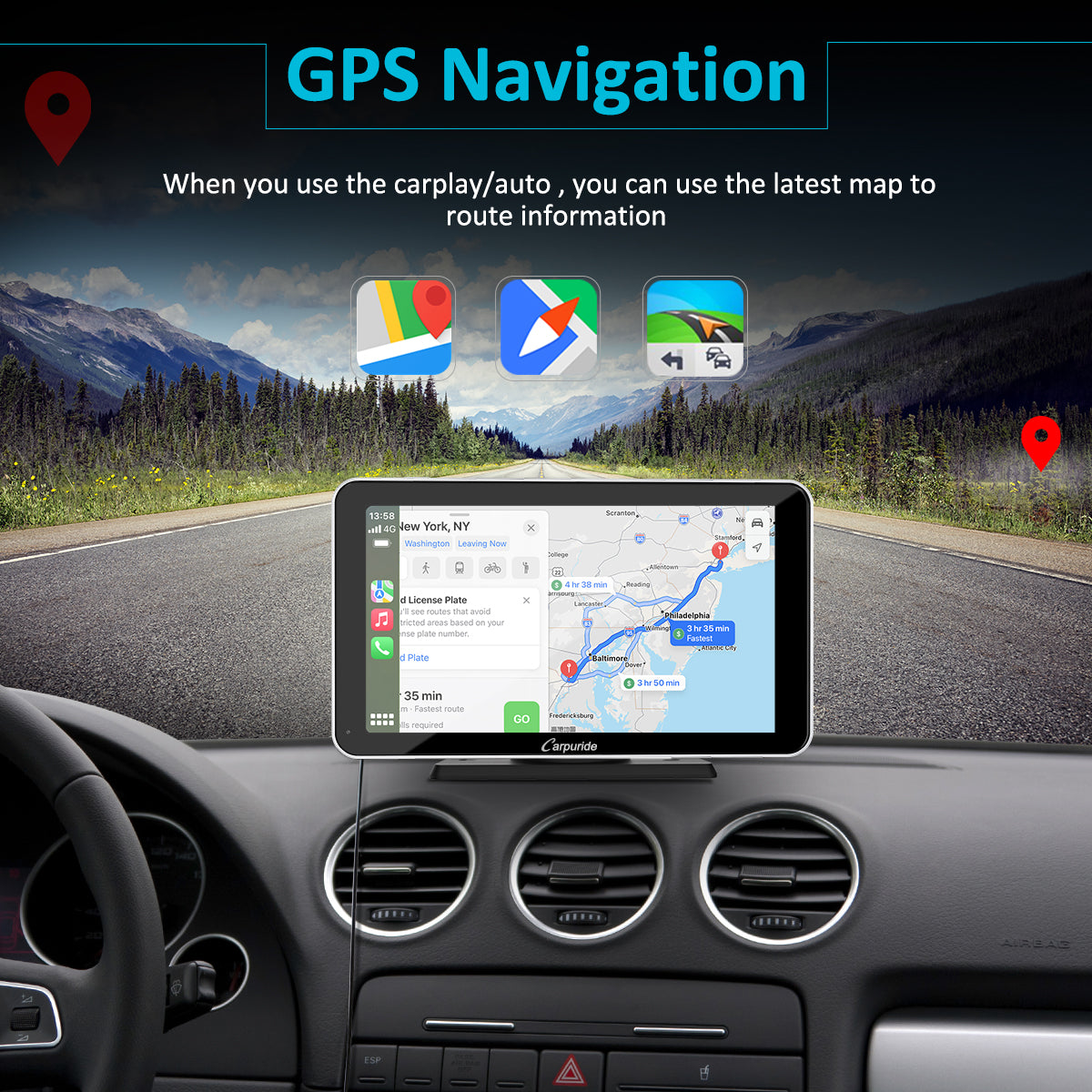 Car Stereo with Carplay/Android Auto, Plug and Play Quick Install, 7 Inch IPS Touch Screen, Multimedia Player with Bluetooth, Mirror Link, Google and Siri Assistant，Backup Camera,Silver Frame