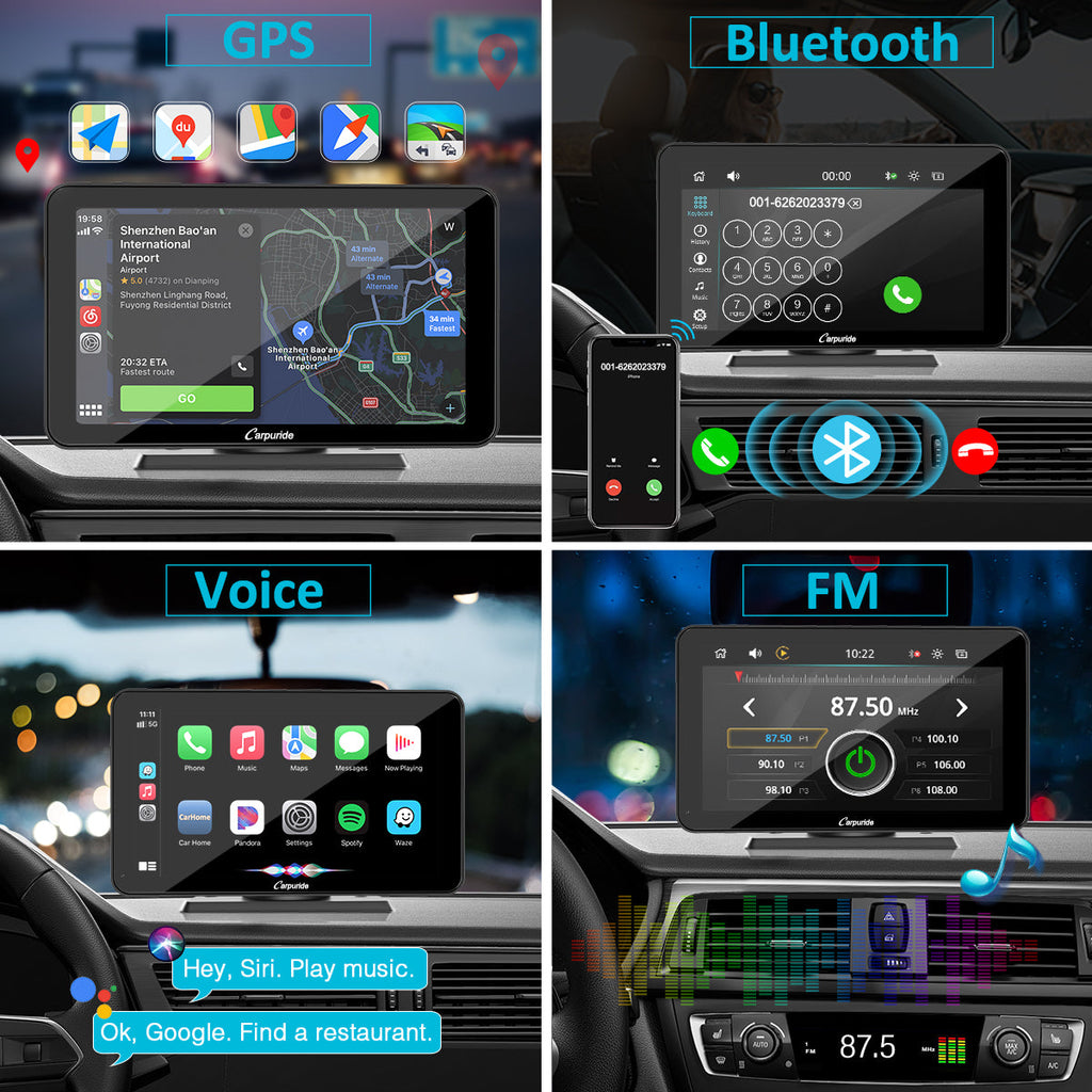 touch screen for a car with gps, voice control, FM, bluetooth