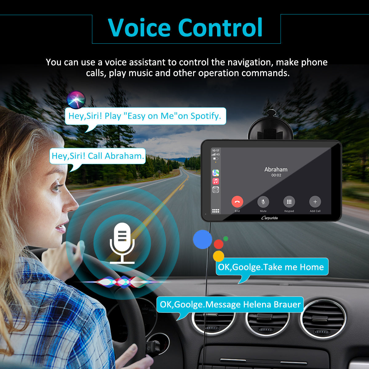 Car Stereo with Carplay/Android Auto, Plug and Play Quick Install, 7 Inch IPS Touch Screen, Multimedia Player with Bluetooth, Mirror Link, Google and Siri Assistant，Backup Camera