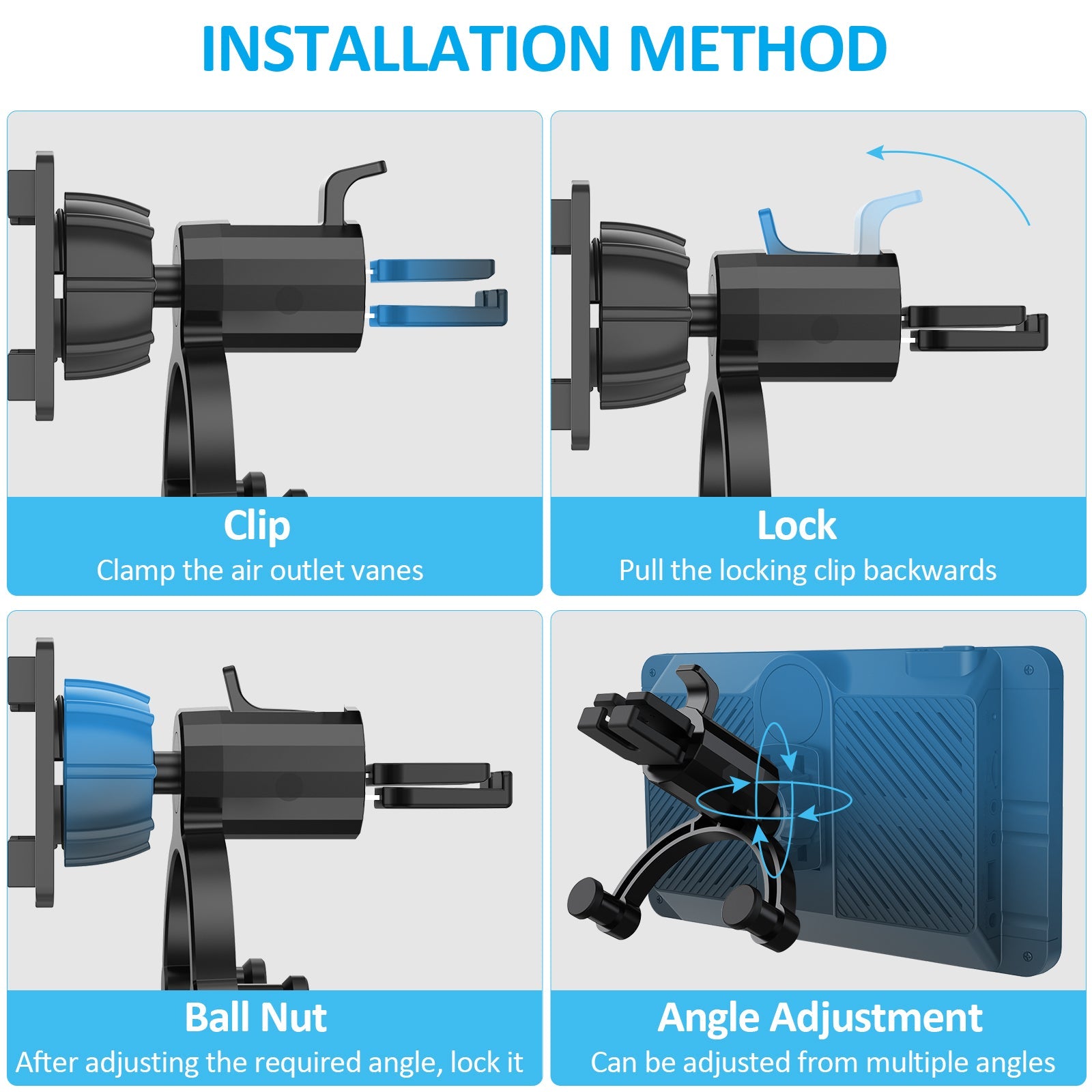 how to install the air outlet bracket in the air conditioning vents of car