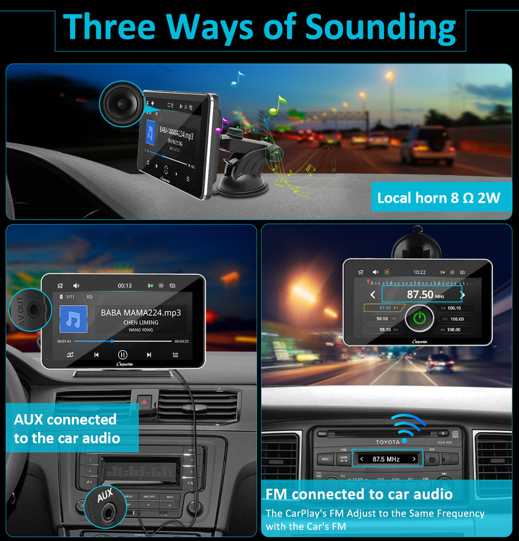Car Stereo with Carplay/Android Auto, Plug and Play Quick Install, 7 Inch IPS Touch Screen, Multimedia Player with Bluetooth, Mirror Link, Google and Siri Assistant，Backup Camera,Silver Frame