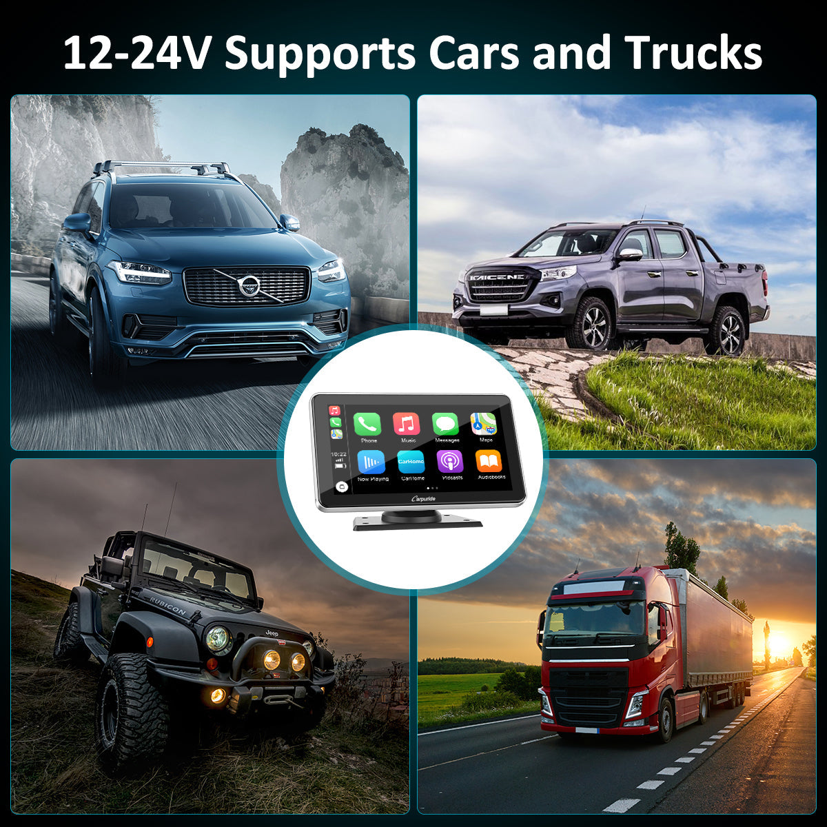 Car Stereo with Wireless Apple CarPlay&Android Auto, 7" IPS Touch Screen,Silver Frame,Multimedia Bluetooth Navigation Dashboard Console with Mirror Link, Google, and Siri Assistant