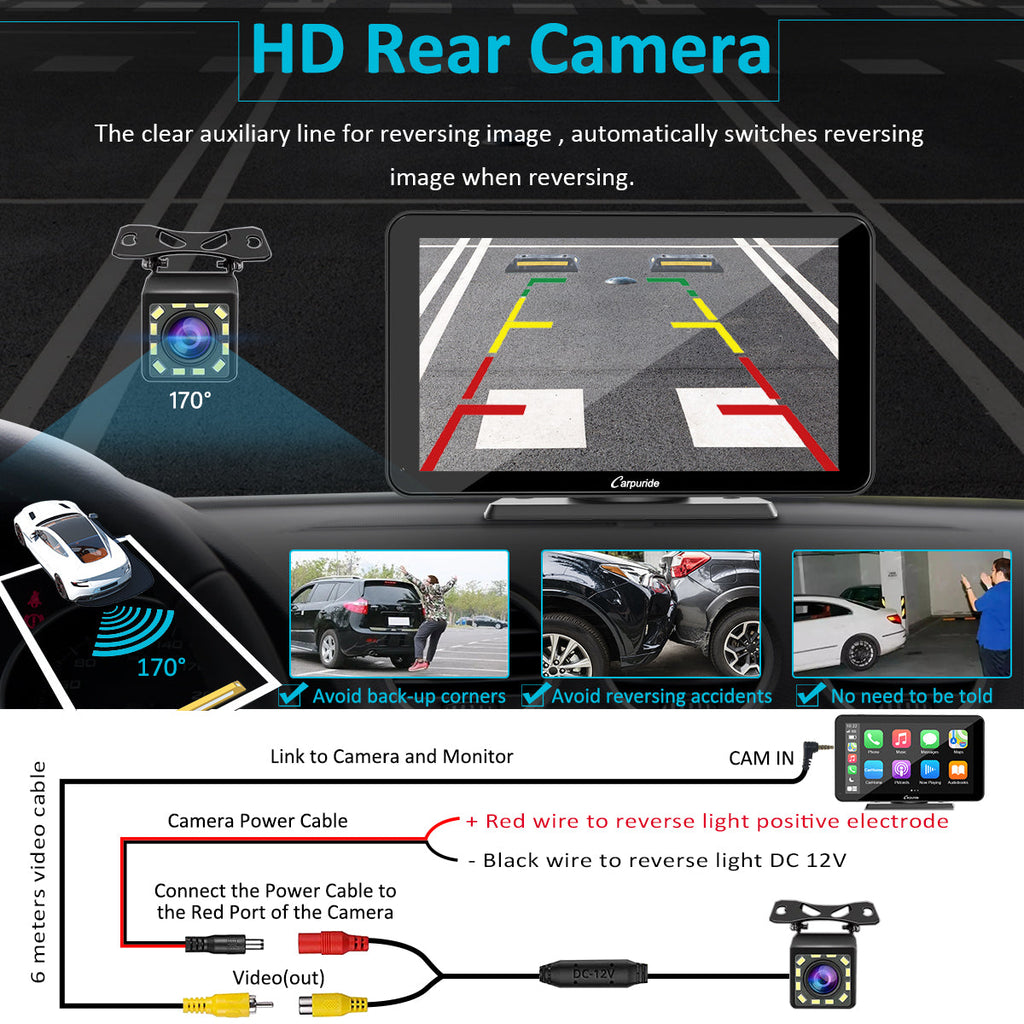 Car Stereo with Carplay/Android Auto, Plug and Play Quick Install, 7 Inch IPS Touch Screen, Multimedia Player with Bluetooth, Mirror Link, Google and Siri Assistant，Backup Camera