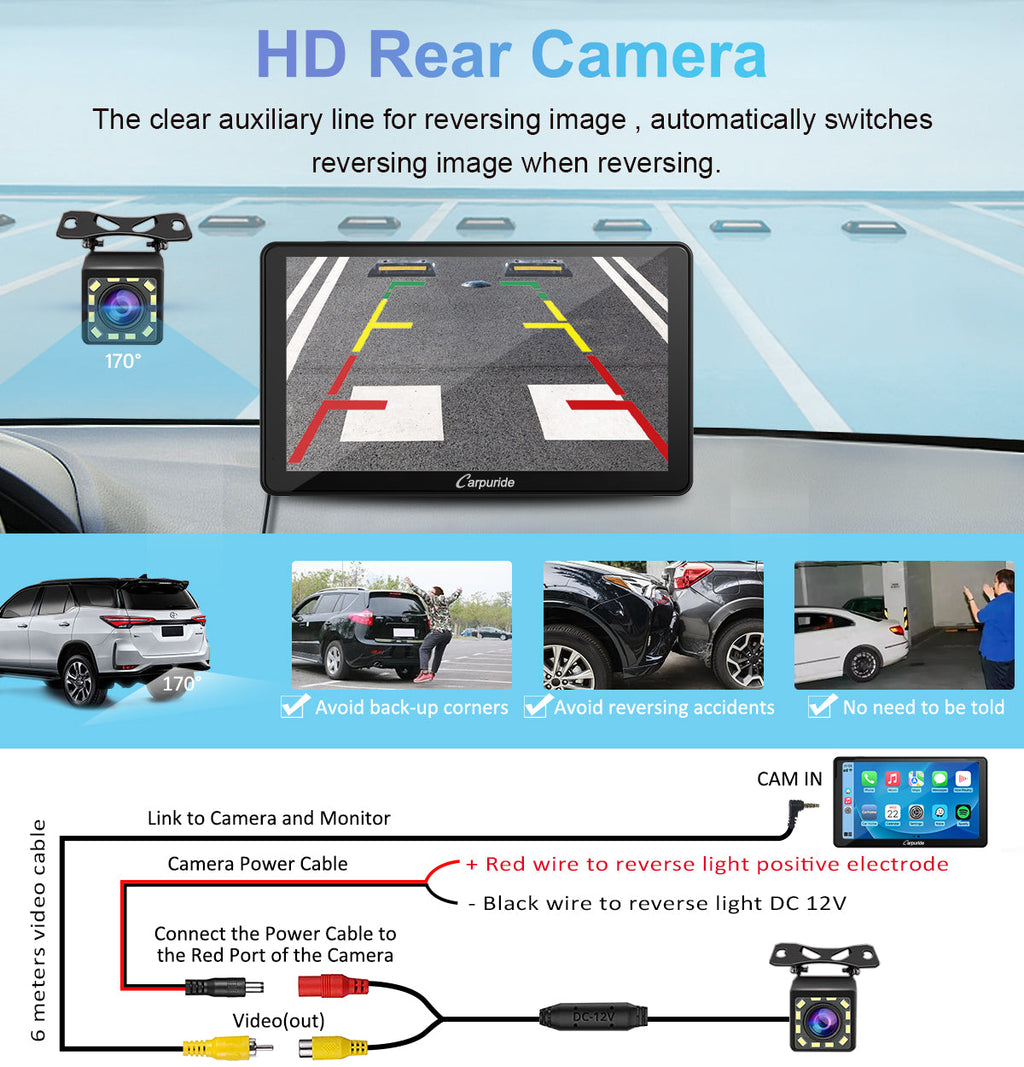 auto navigation systems with HD rear camera use auxiliary line to help safer reversing
