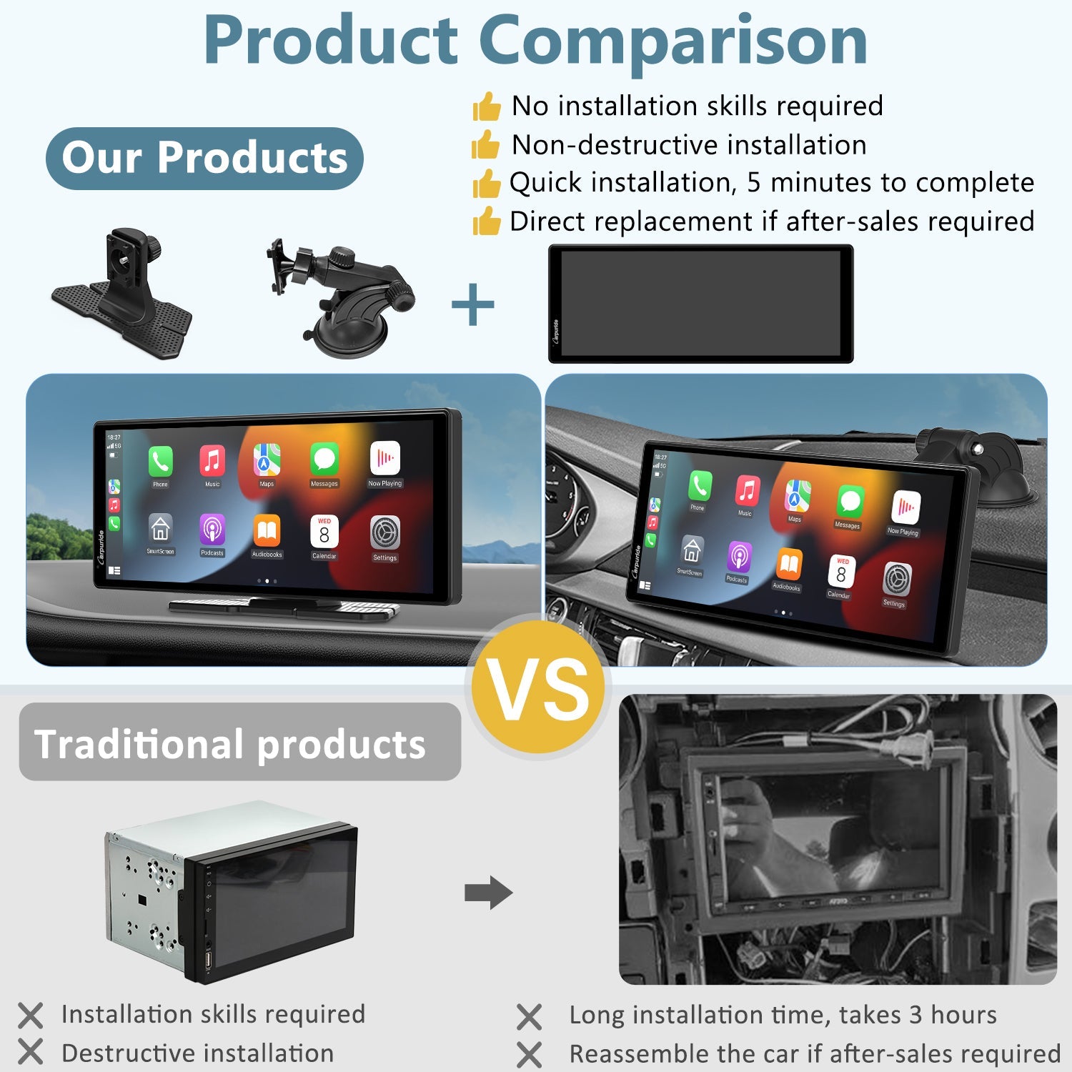 benefits of our bluetooth radio for a car vs traditional headunit

