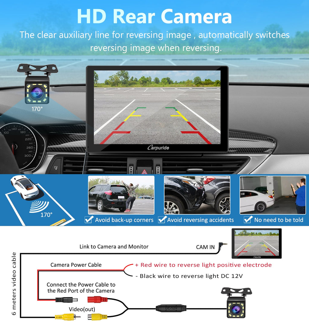 car gps units with HD rear camera use auxiliary line to help safer reversing