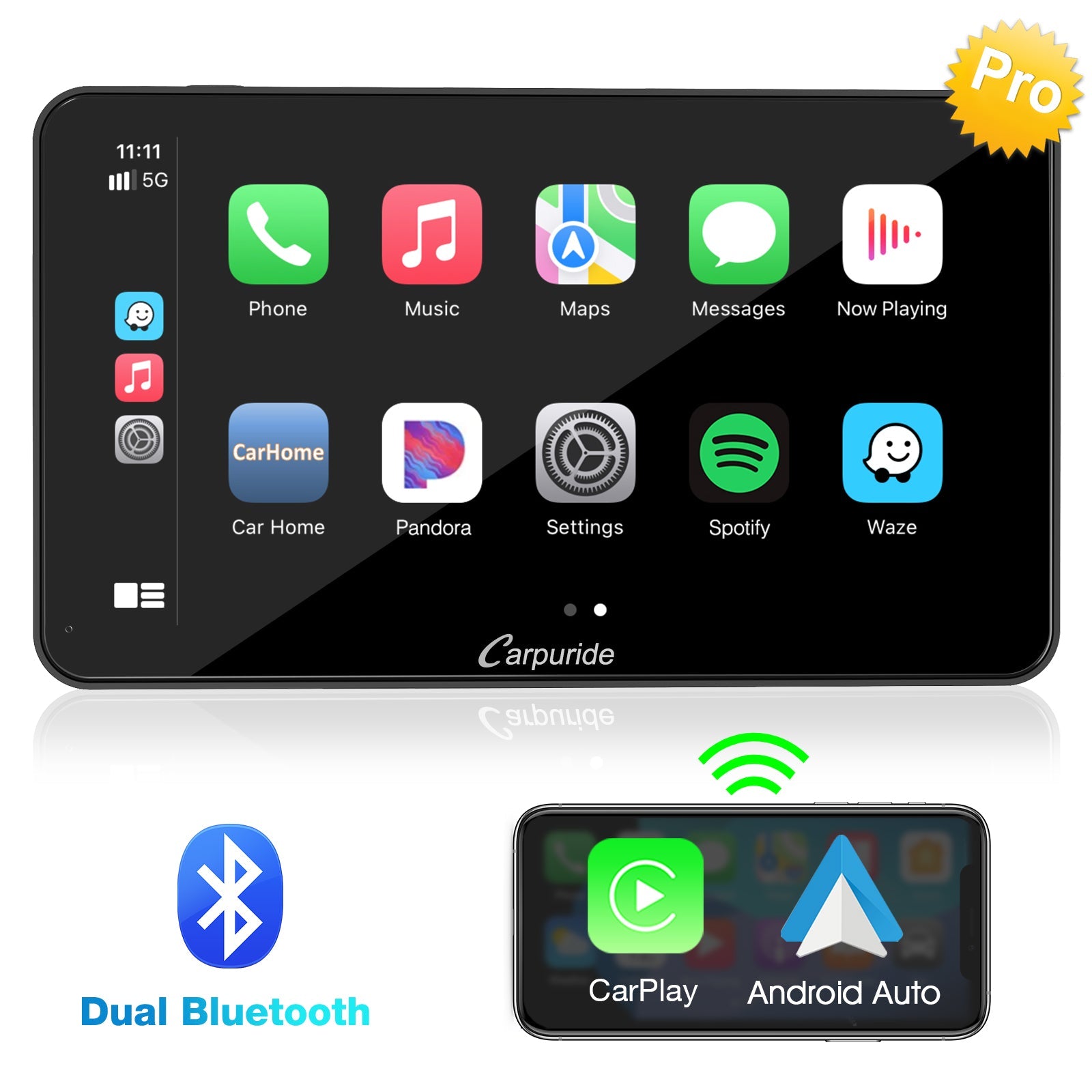 701 Pro touch screen car radio with dual bluetooth support carplay & android auto