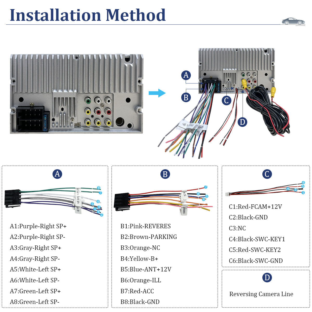 best double din car stereo installation method with all line markers