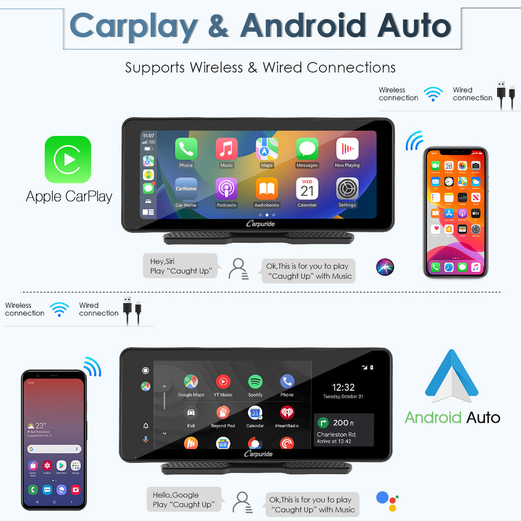 touch screen deck for car support wired and wireless connections of carplay & android auto