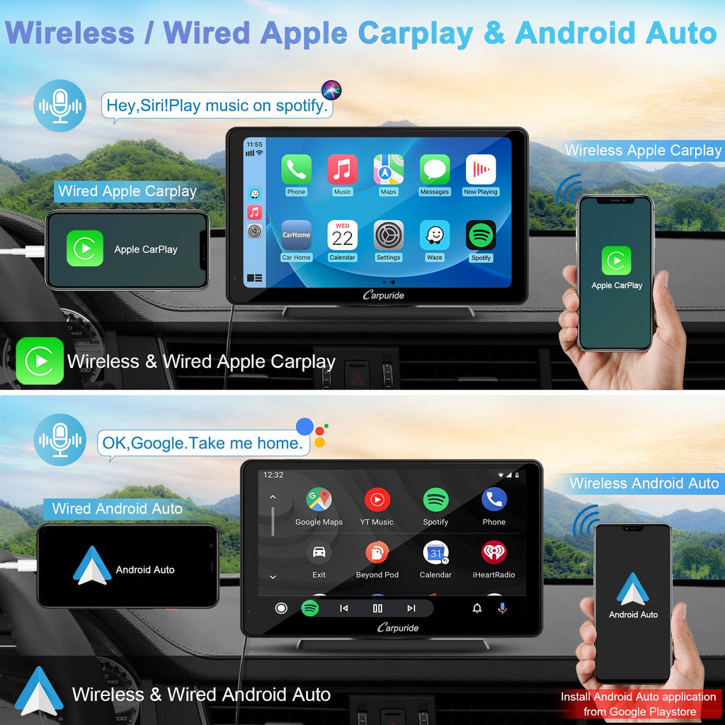 cheap carplay screen with wired and wireless apple caplay & android auto