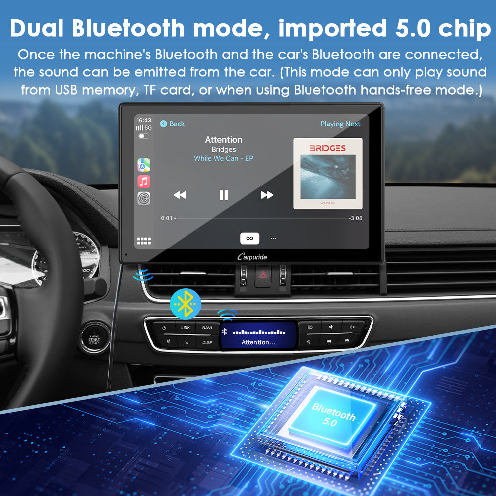 touch screen audio system for car with dual bluetooth mode, imported 5.0 chip