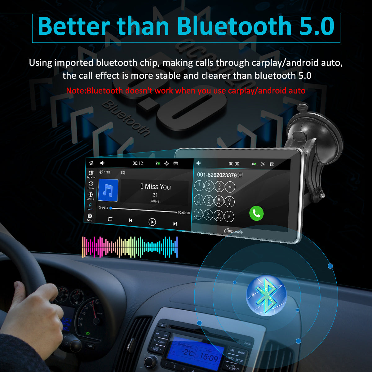 Car Stereo with Wireless Apple CarPlay&Android Auto, 7" IPS Touch Screen,Silver Frame,Multimedia Bluetooth Navigation Dashboard Console with Mirror Link, Google, and Siri Assistant