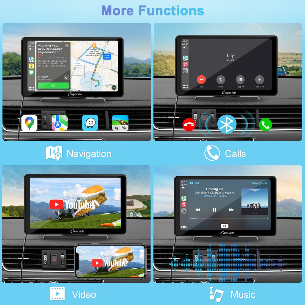 car deck touch screen with more functions like navigation, calls,video and music