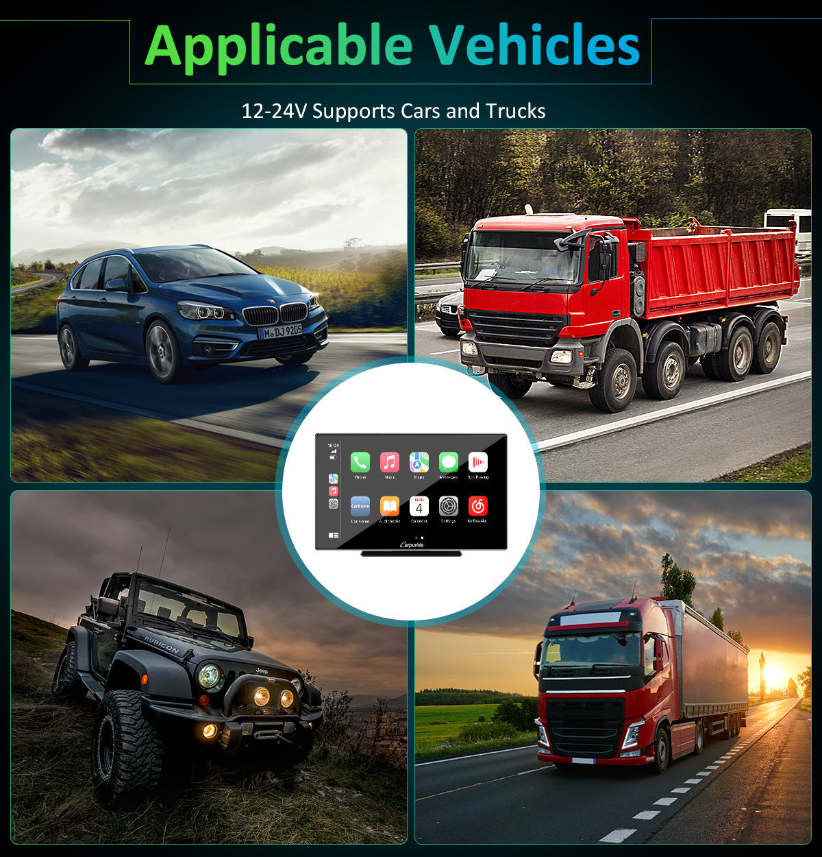 CARPURIDE Wireless Portable Car Stereo, support Google and Siri Assistant, 9 Inch IPS Touch screen, Car Radio Receiver with Carplay/ Android Auto/GPS /Mirror link/Bluetooth/FM/Light-sensing/EQ effect
