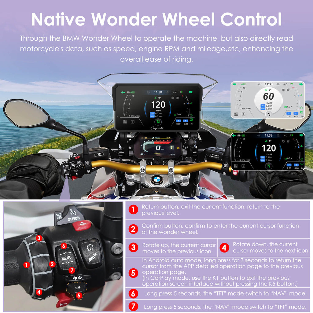 BMW Native Wonder Wheel Control for Motorcycle CarPlay