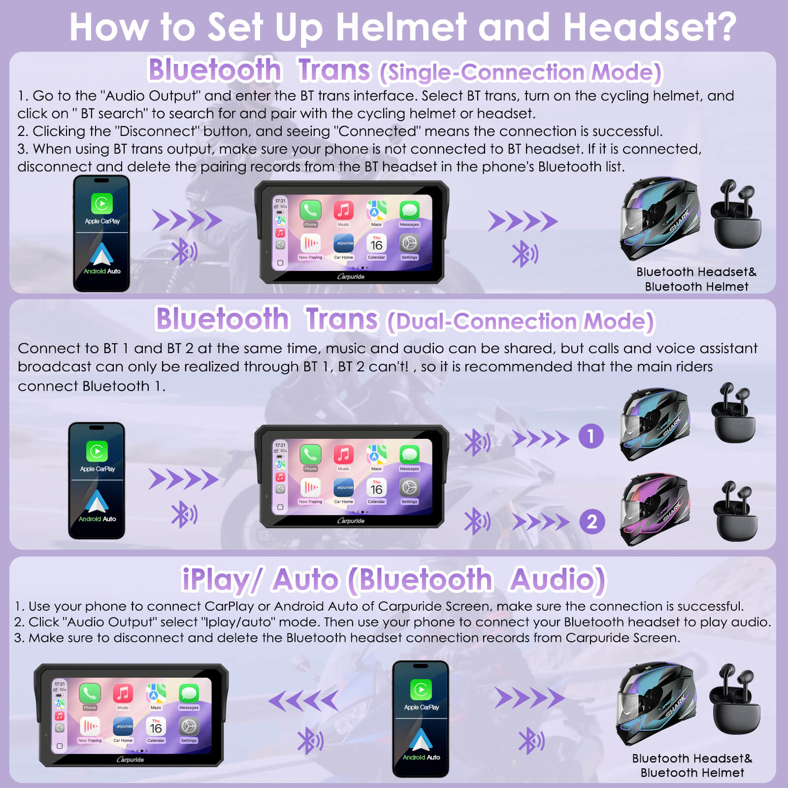 Bluetooth Helmet Setup for BMW Motorcycle Stereo