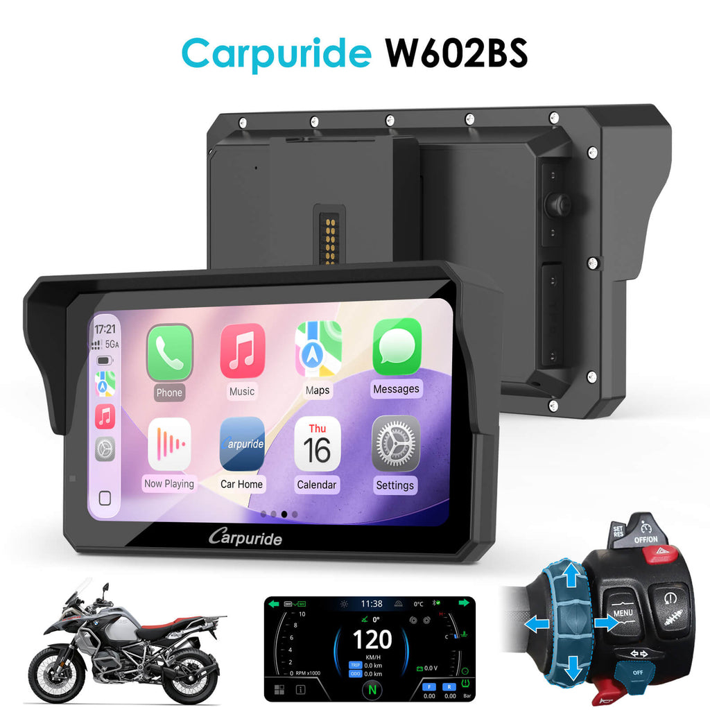 Carpuride W602BS 6-inch BMW Motorcycle Stereo with Wonder Wheel Control