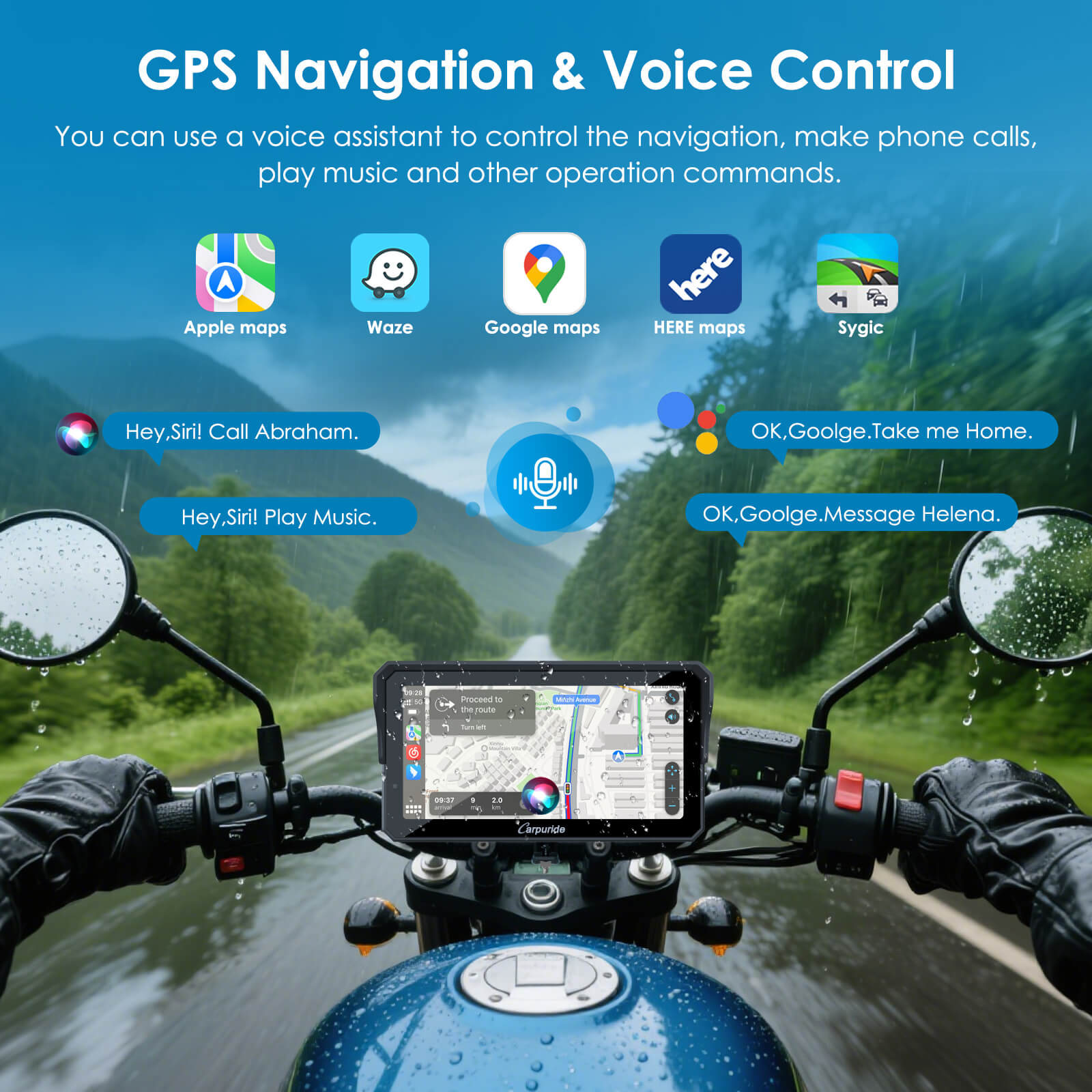 GPS navigation and voice control on W602S Pro motorcycle screen