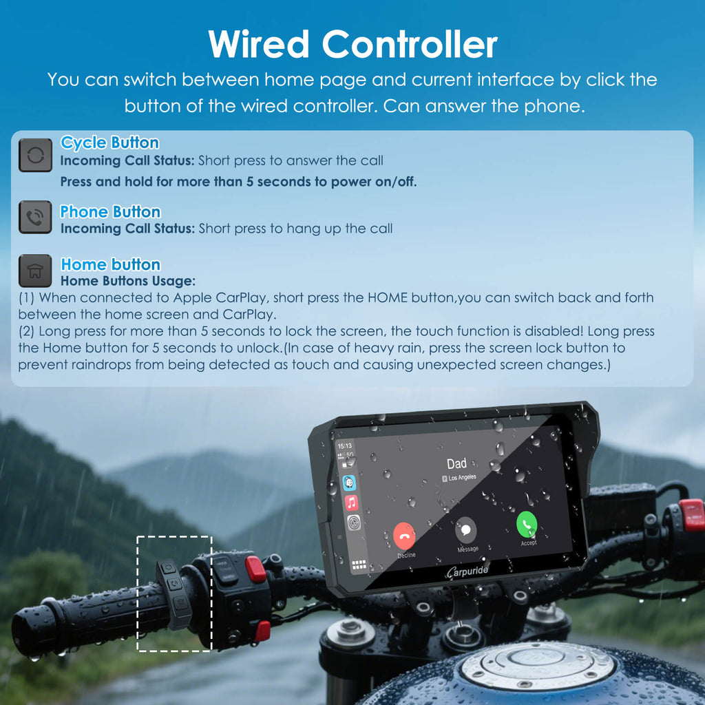 Wired handlebar controller for W602S Pro motorcycle stereo