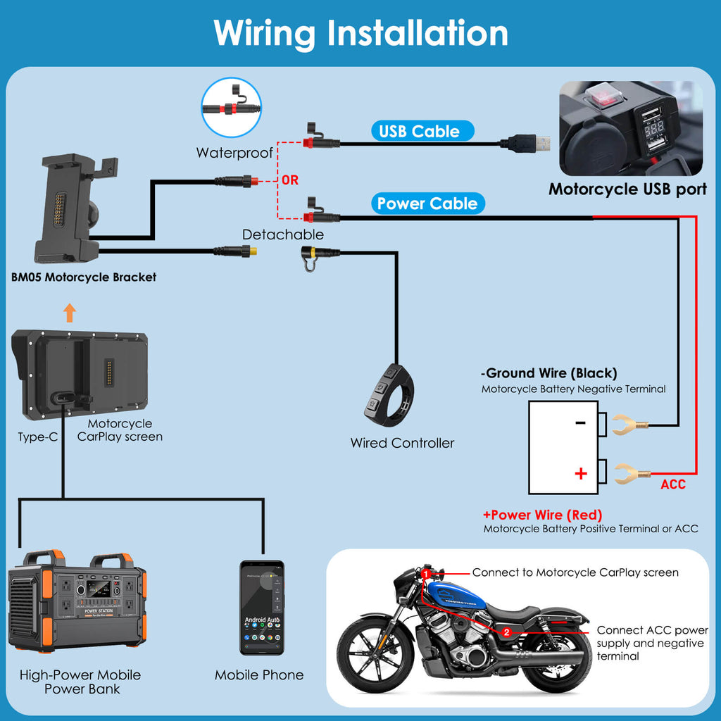 W602S Pro wiring installation diagram for motorcycle