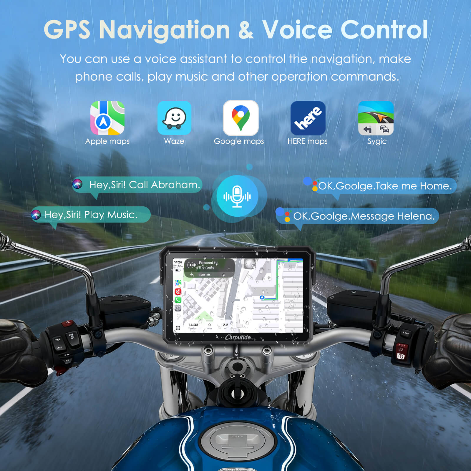 Built-in GPS Navigation and Voice Control for Motorcycle Riders