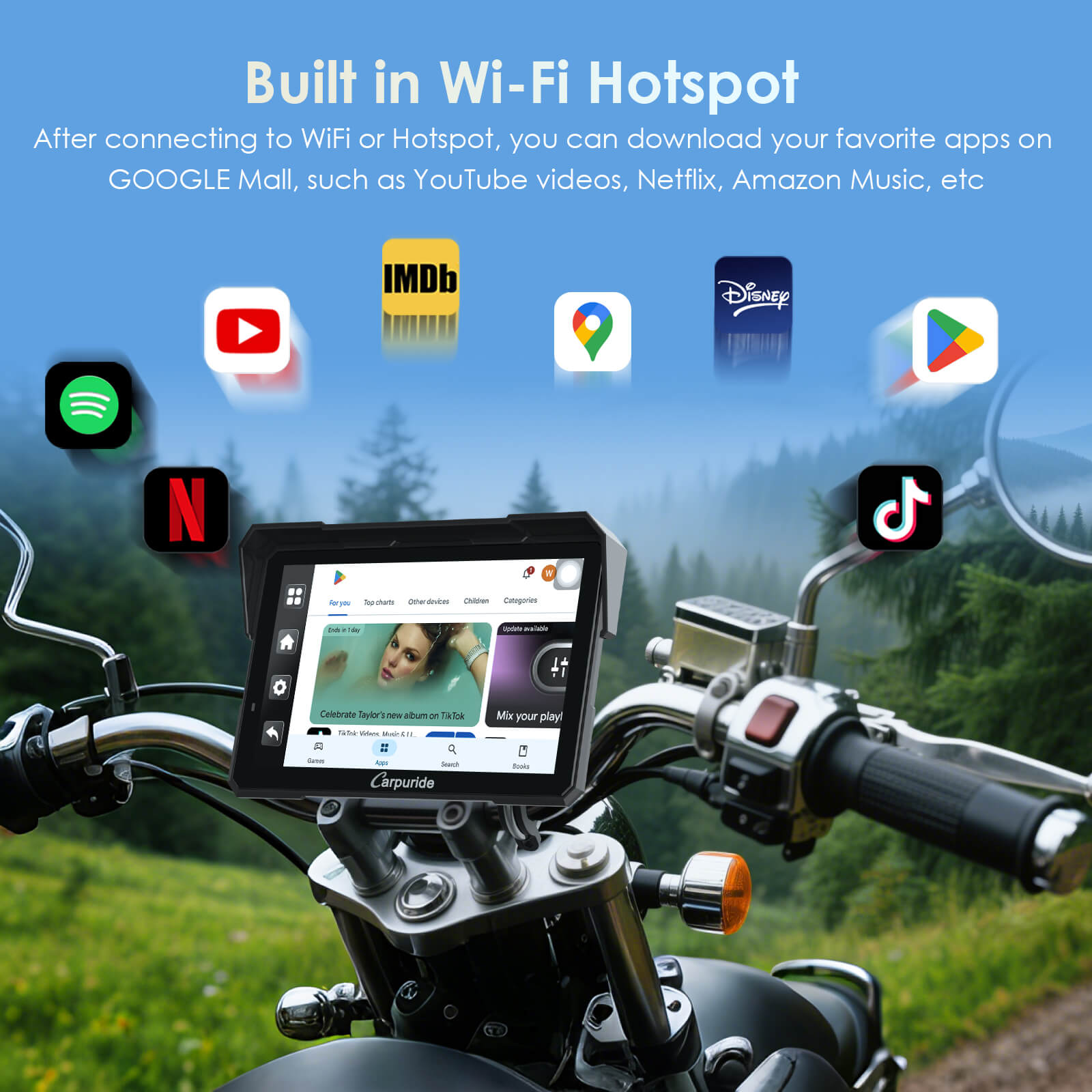 W702 Plus Built-in WiFi Hotspot Feature for Motorcycle Navigation