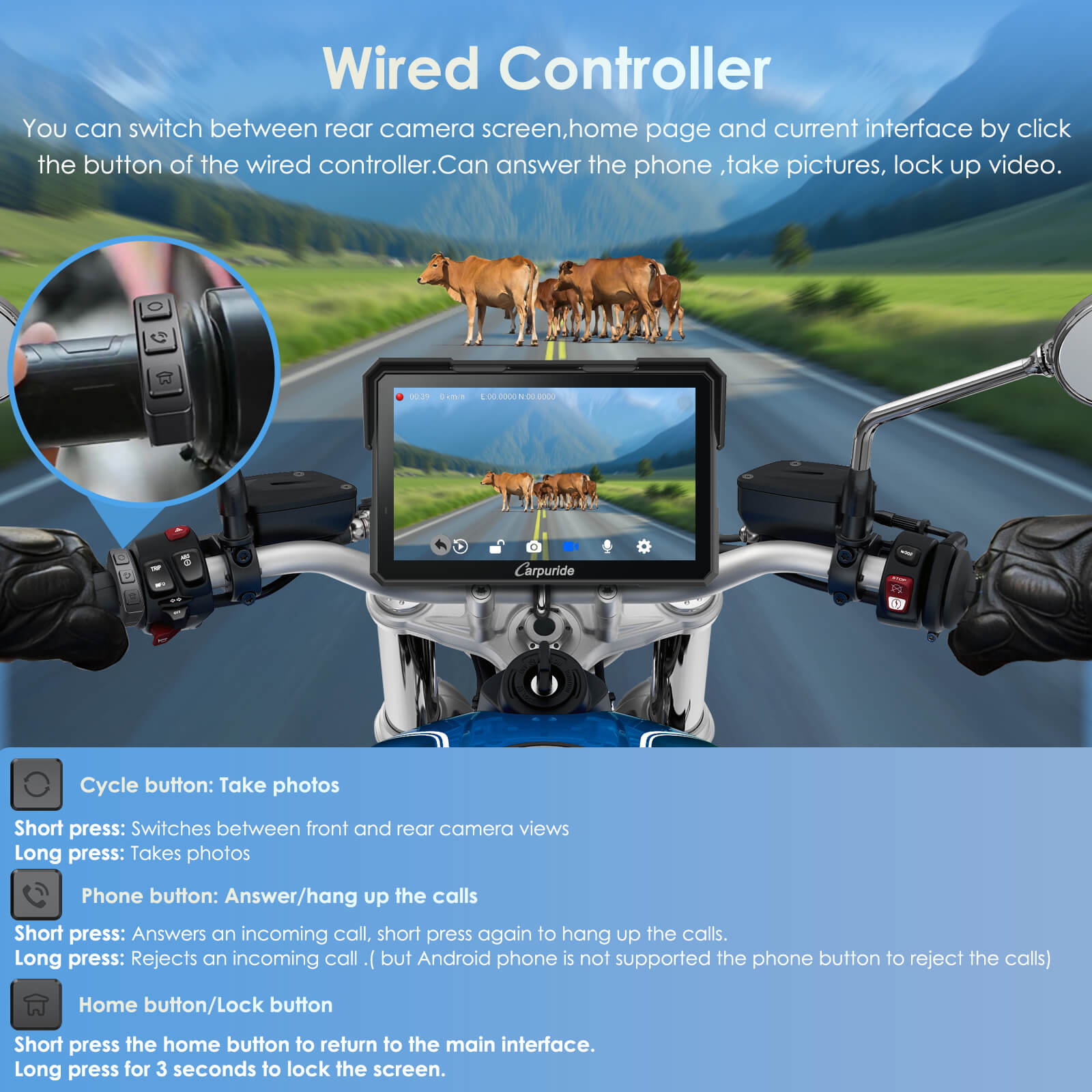 Wired Controller for Easy Motorcycle Stereo Operation While Riding