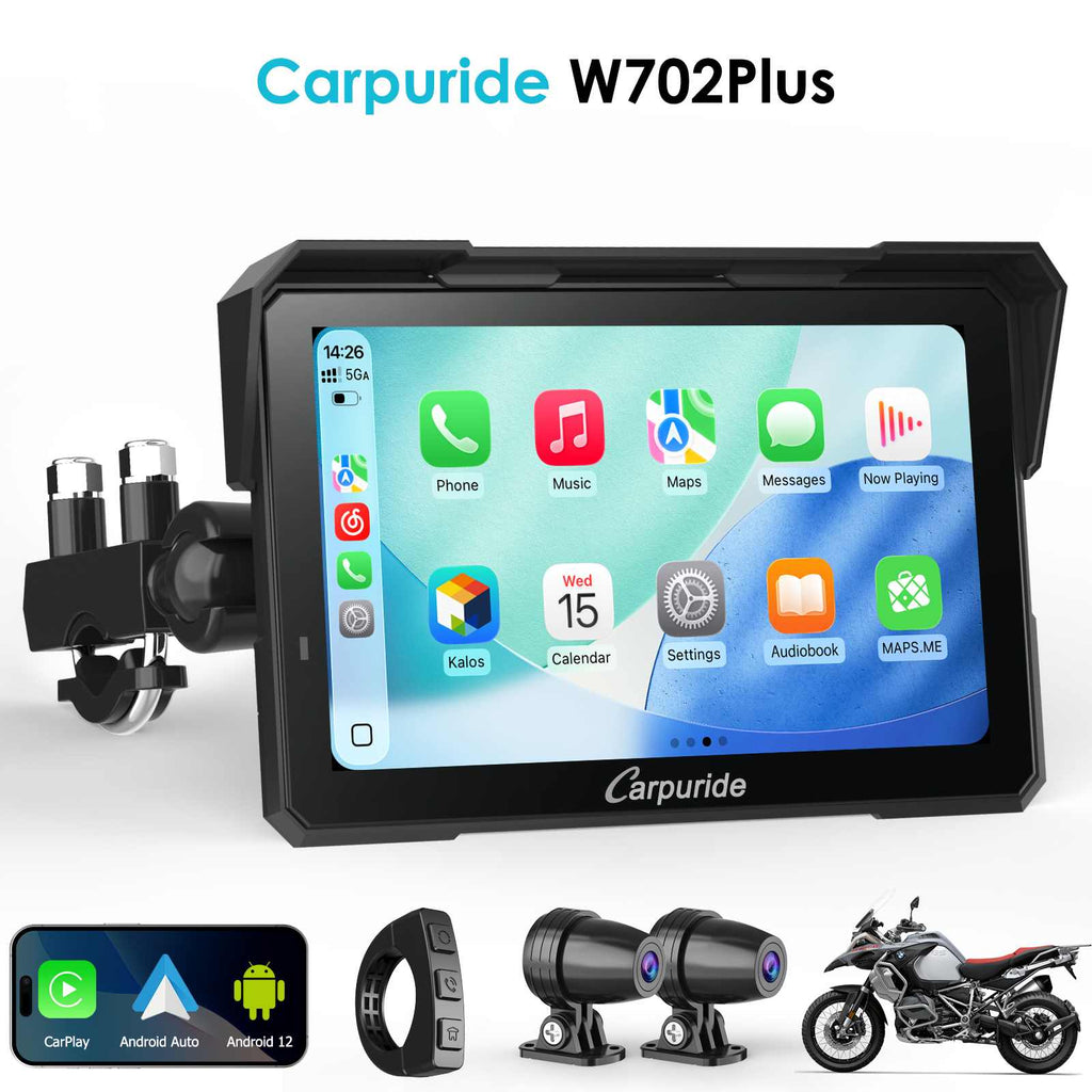 Carpuride W702 Plus Motorcycle Stereo - 7 inch Android Smart Display