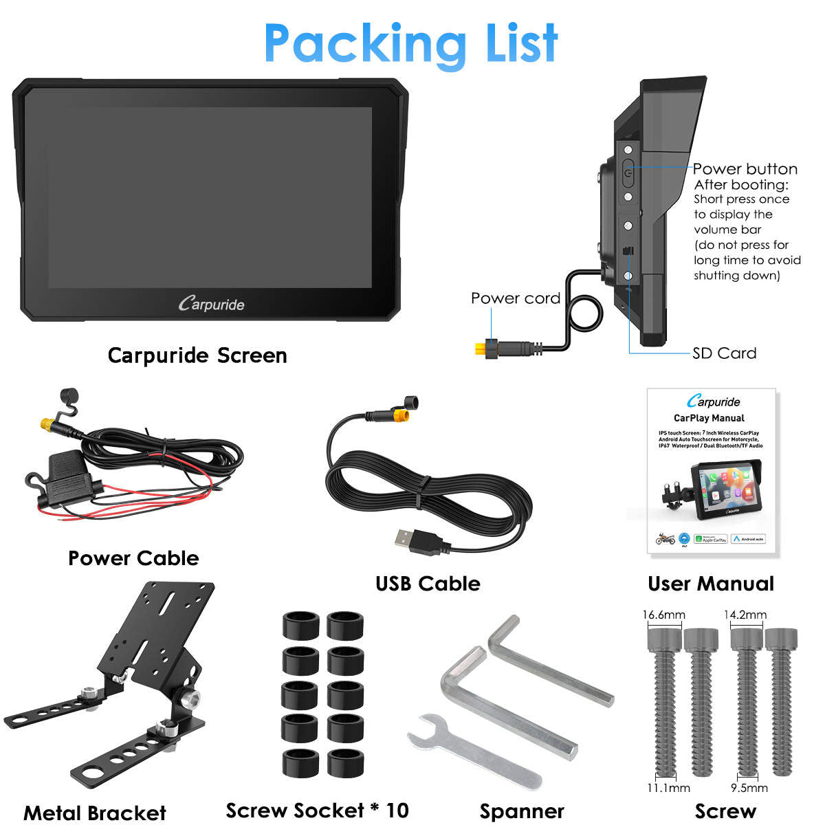 Carpuride Harley 702 packing list