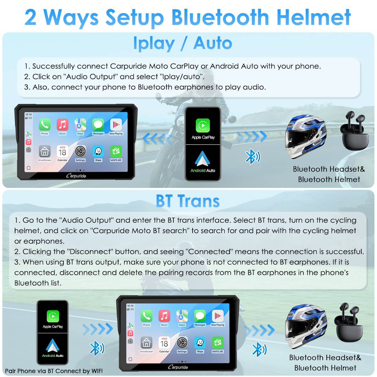 how to set up 2 way motor cycle communucatuin
