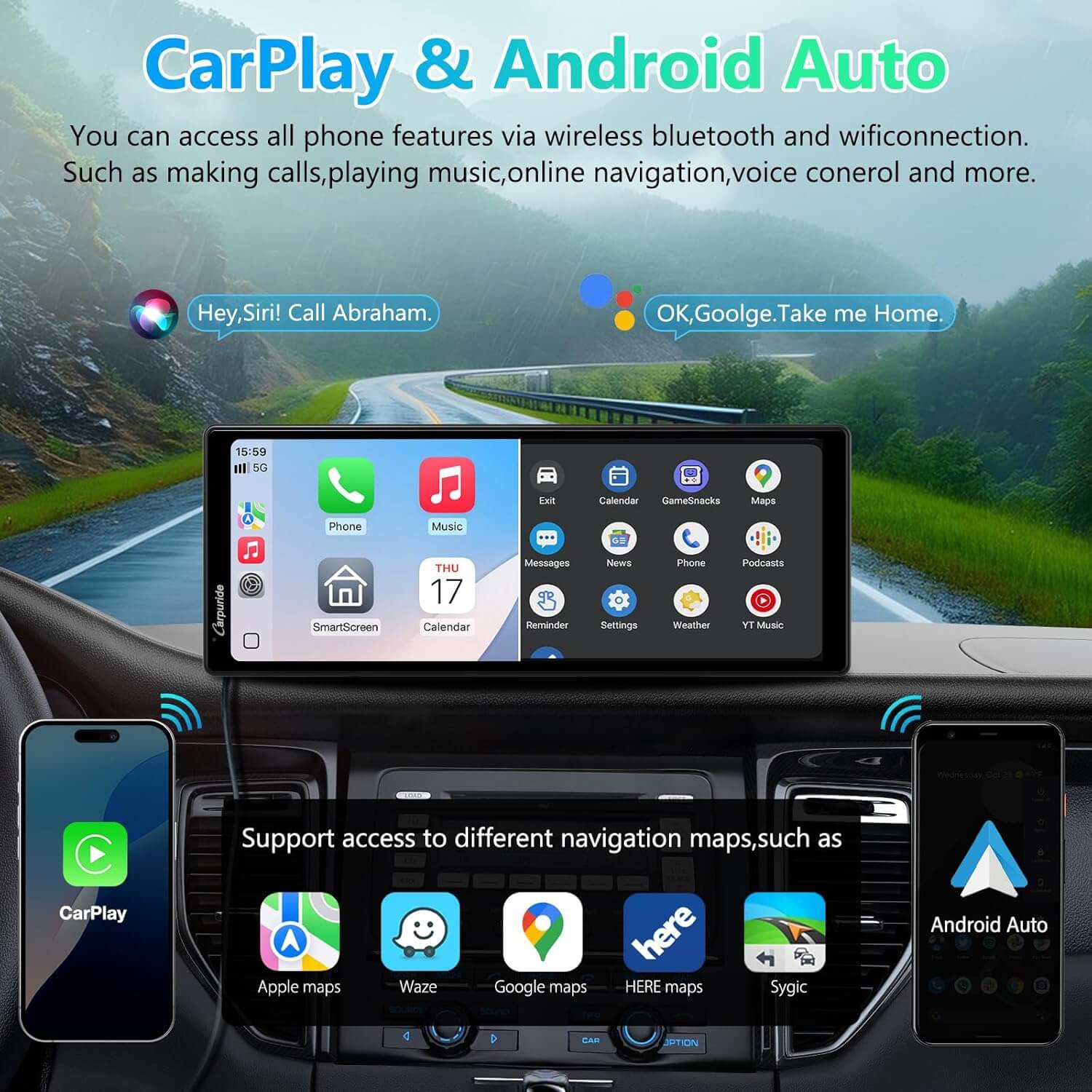 CARPURIDE V92R with Rear Camera optional Portable Smart Dashboard Console