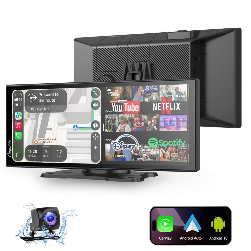 CARPURIDE W125P Portable Wireless Car Stereo, Support Install Pre-installed Apps
