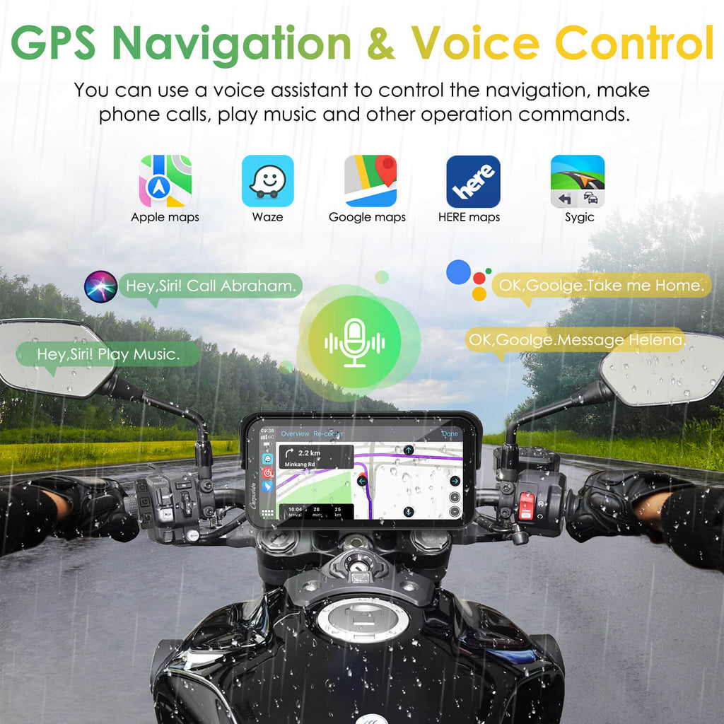Carpuride W603D with TPMS Option | Wireless Portable Motorcycle Stereo with HD Dual Cameras