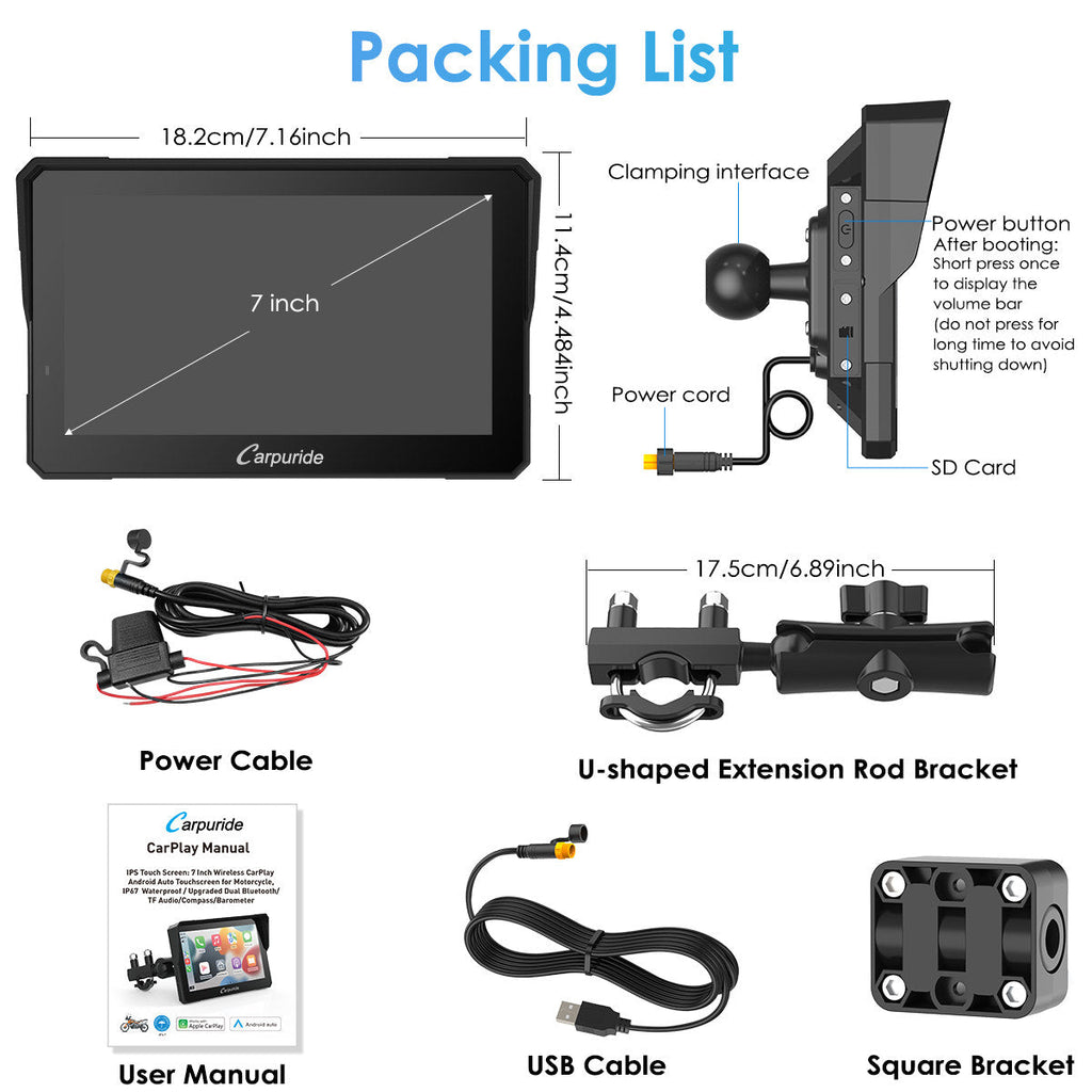 Carpuride W702 Pro standard package contents and accessories included