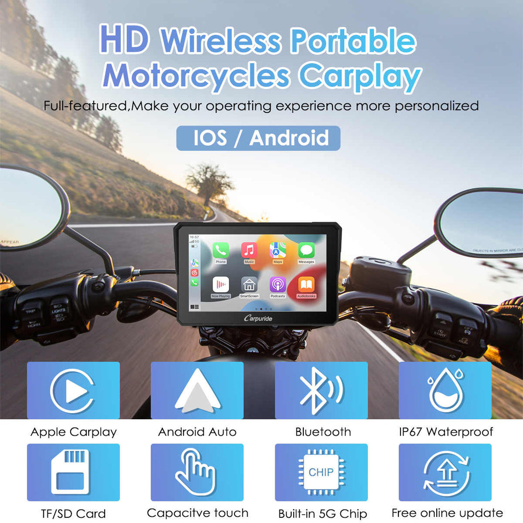 Carpuride W702/ W502 Wireless Portable Dual Bluetooth Waterproof IP67 Motorcycle Stereo