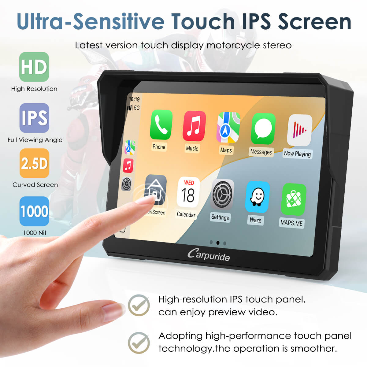 7-inch HD IPS Touchscreen Display for BMW Motorcycles