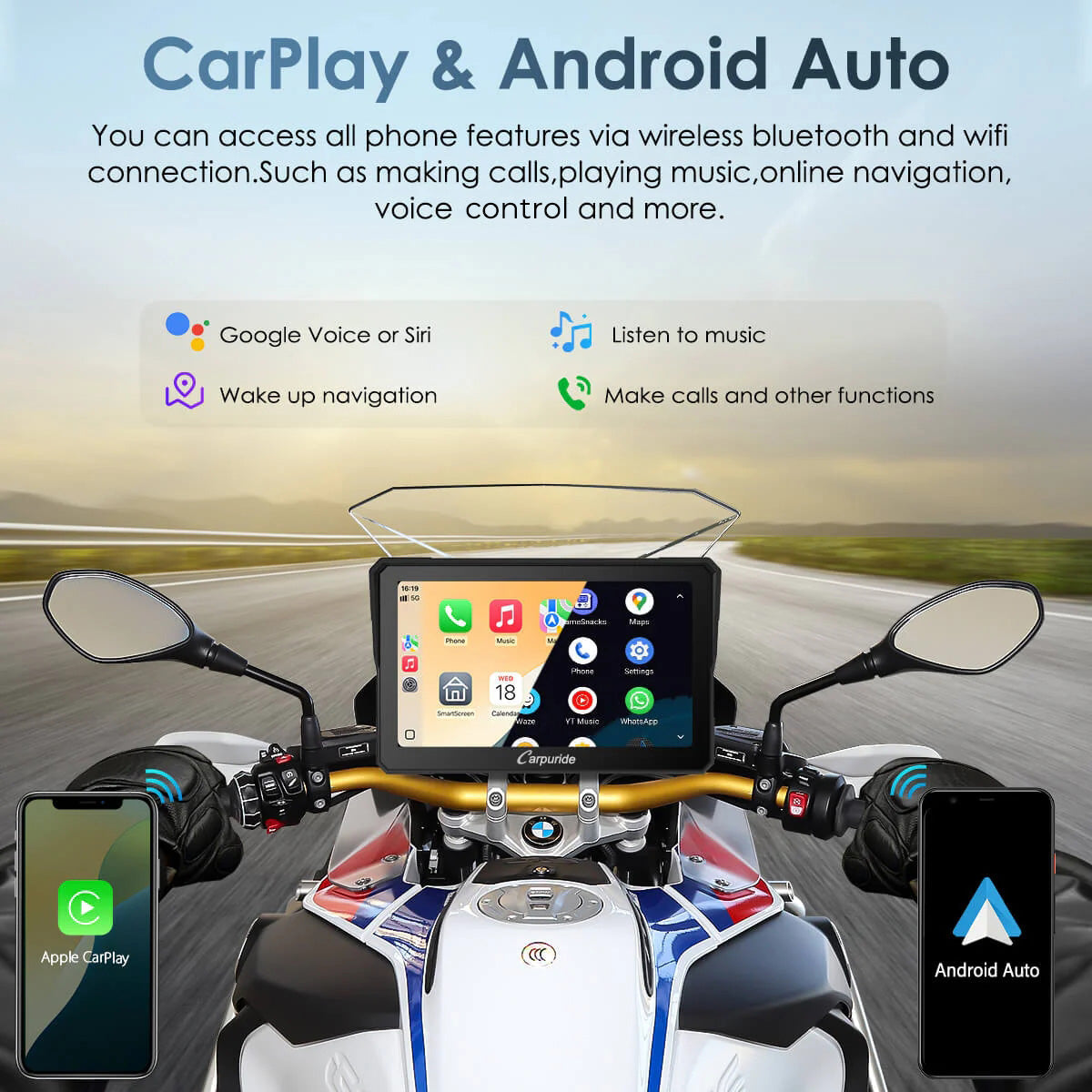 CarPlay and Android Auto on BMW Motorrad Dashboard