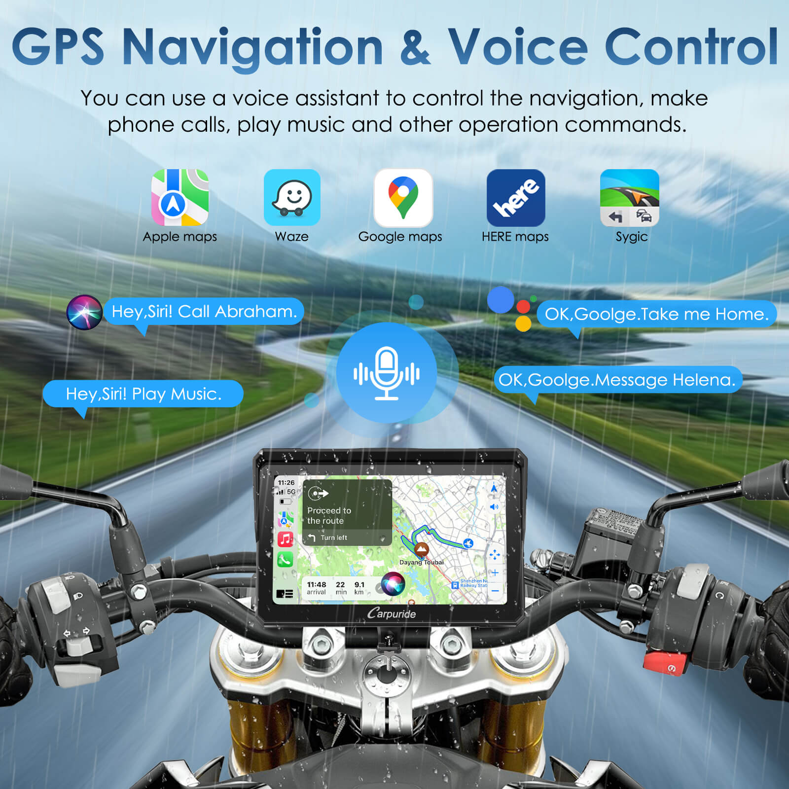 Carpuride W702S Pro/W502S Pro | Universal Motorcycle CarPlay with Optional TPMS & Plug-and-Play BM05 Bracket