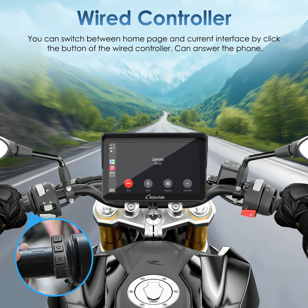 Carpuride W702S Pro/W502S Pro | Universal Motorcycle CarPlay with Optional TPMS & Plug-and-Play BM05 Bracket