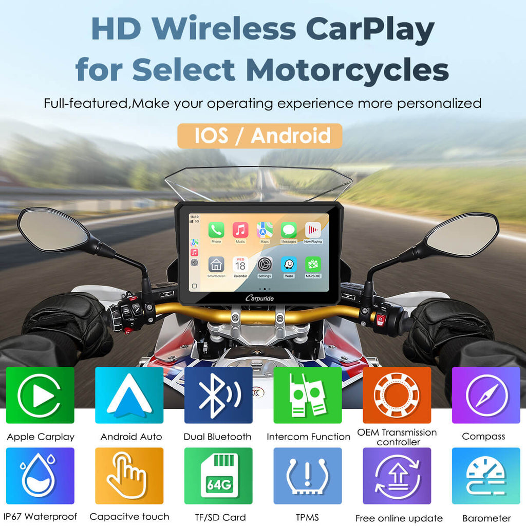 Wireless CarPlay and Android Auto Interface on BMW Motorcycle
