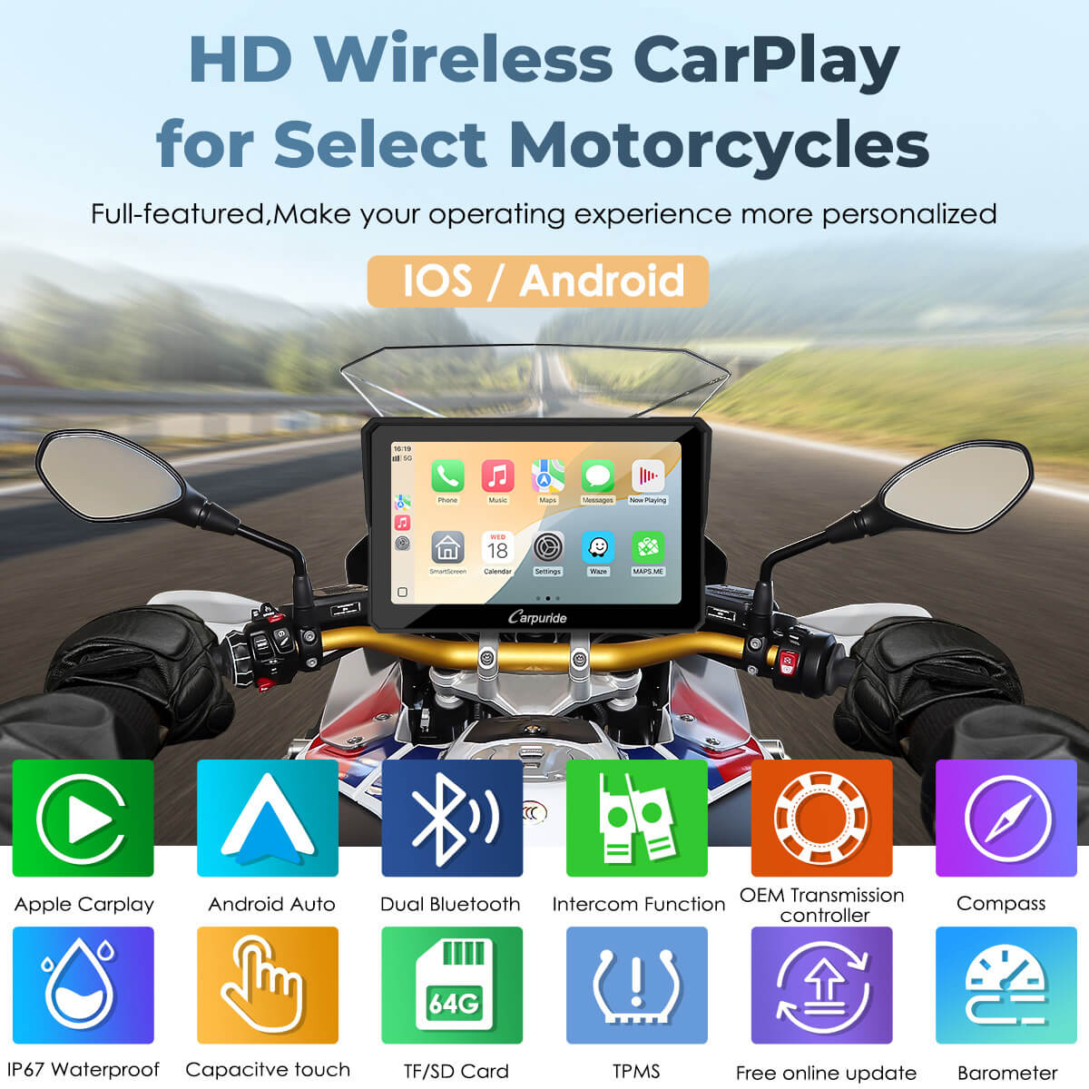 Wireless CarPlay and Android Auto Interface on BMW Motorcycle