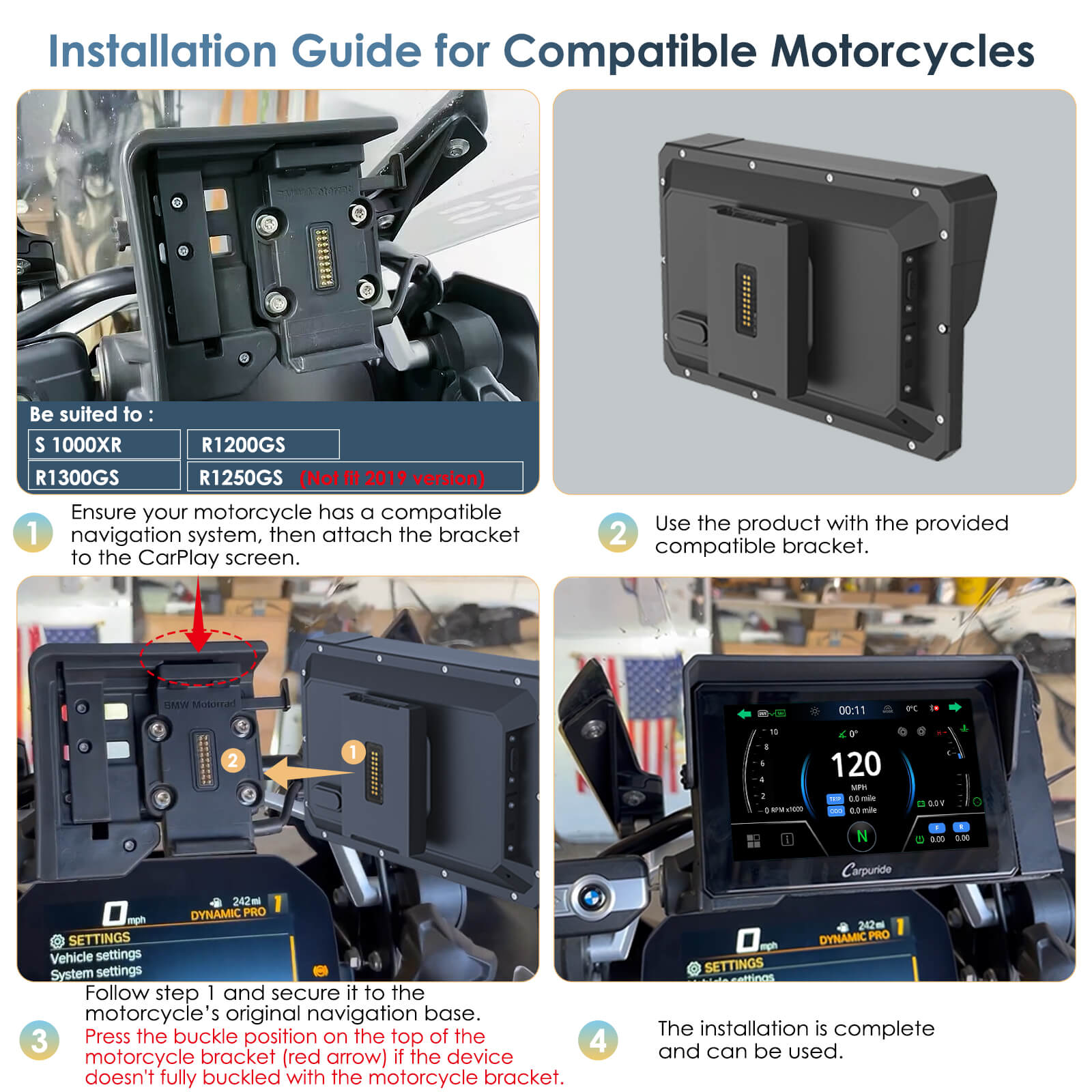 W702BS Installation Diagram for BMW Navigation Bracket